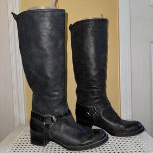 Vintage Lucky Brand Leather Black Moto Tall Boots